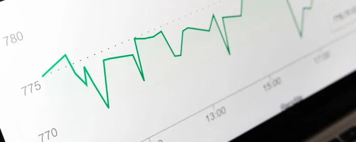 Stock photo: a data trend graph on a computer screen